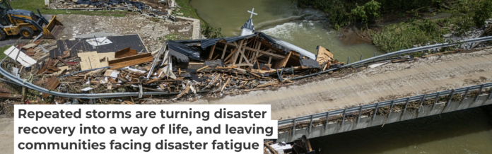 Fast-moving floodwater from a storm damaged bridges and homes and broke apart Million Bible Church in Richmond, Ky., in late June 2026. Jon Cherry/Getty Images